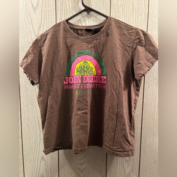 John Deere Brown Tee Kids Girl Large - Picture 1 of 2